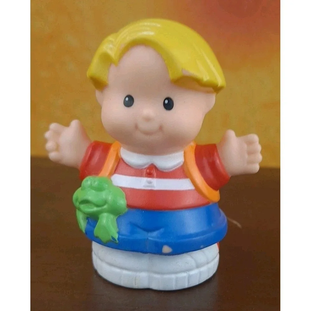 Fisher Price Little People  Eddie with Green Frog Orange‎ Backpack 1997